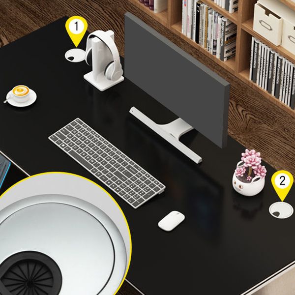 Contemporary Wooden Office Desk Antique Finish Gaming Desk with Metal Legs Clearhalo 'furn' 'furn_office_desk' 'Furniture' 'Office Desks' 'Office Furniture' 'office_desk' 1200x1200_e564e819-64f1-4933-9877-ca4a1d65d9fa