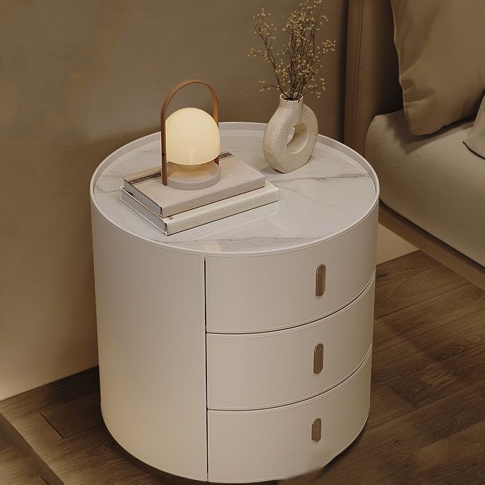 Contemporary Night Table Stone Accent Table Nightstand with 3 Drawers for Home Clearhalo 'Bedroom Furniture' 'furn' 'furn_night_stand' 'Furniture' 'night_stand' 'Nightstands' 1200x1200_e5650b4c-2084-4d06-9c2d-9cb7300a2b4a
