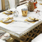 Glam Style Dining Faux Marble Table Dining Rectangle Table for Home Clearhalo 'Dining Tables & Seating' 'Dining Tables' 'dining_table' 'furn' 'furn_dining_table' 'Furniture' 'Kitchen & Dining Furniture' 1200x1200_e566055d-cf60-4be4-98b2-135051de7604