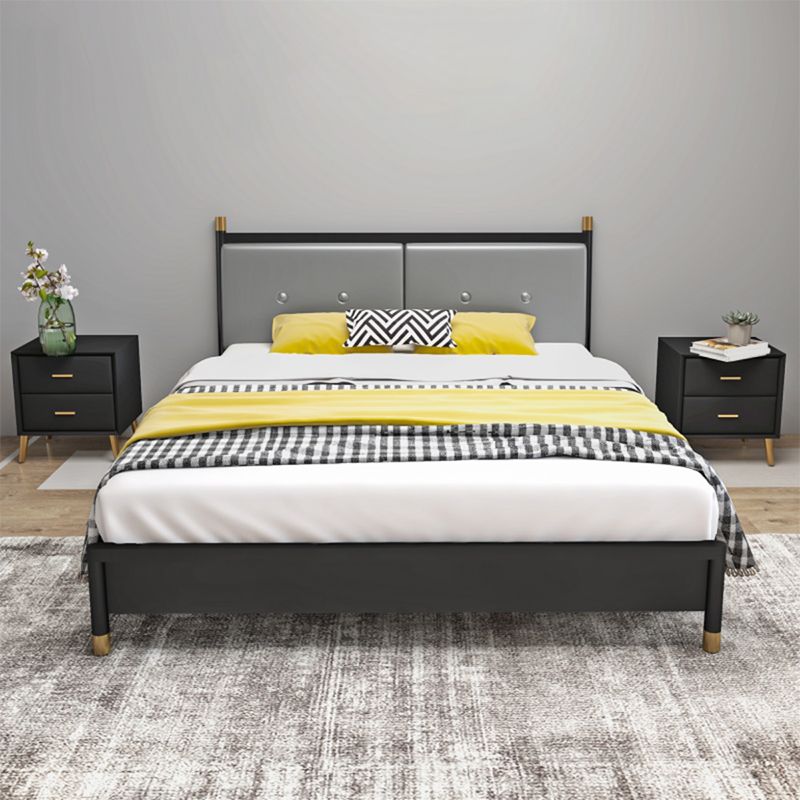 Metal and Upholstered Panel Bed Glam 39.4" Tall Standard Bed