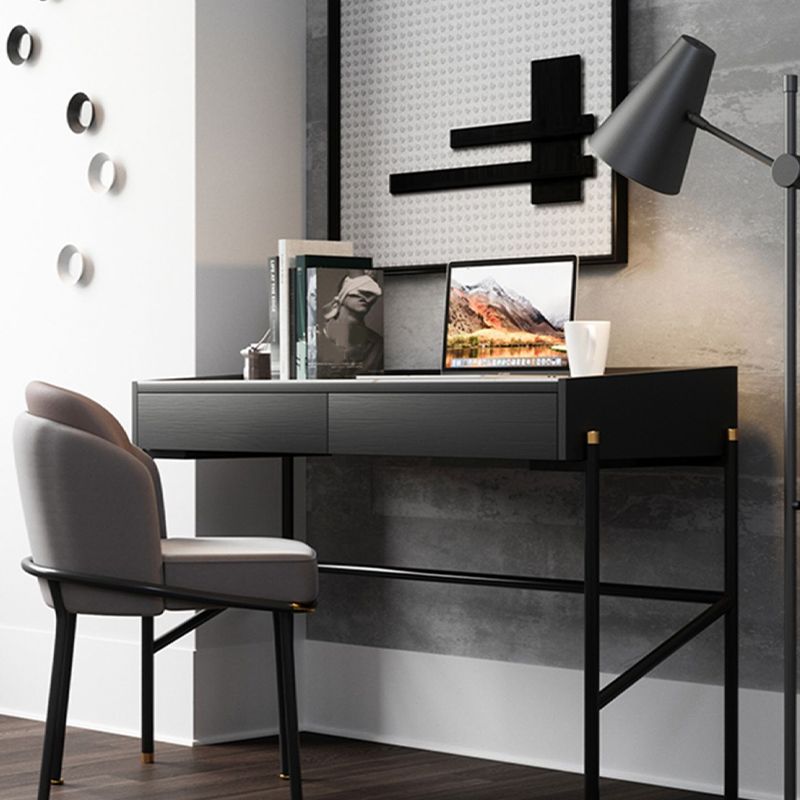 Scrivania di scrittura in pietra in stile industriale scrivania rettangolare con 2 cassetti