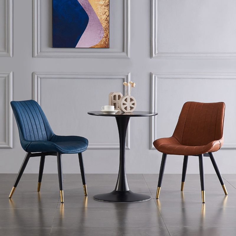 Modern Armless Dining Chairs Solid Back Leather Side Chairs with Metal Legs Clearhalo ' kitchen&dining_furn' 'Dining Chairs' 'Dining Tables & Seating' 'dining_chair' 'Furniture' 'furniture_dining_chair' 'Kitchen & Dining Furniture' 'kitchen' 1200x1200_e569d23b-8c63-4641-ae8f-e271992f0b55
