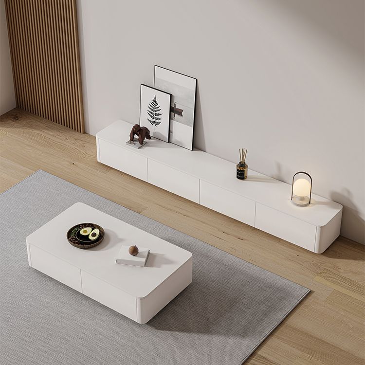 15"H Contemporary Single White Rectangular Coffee Cocktail Table with Storage