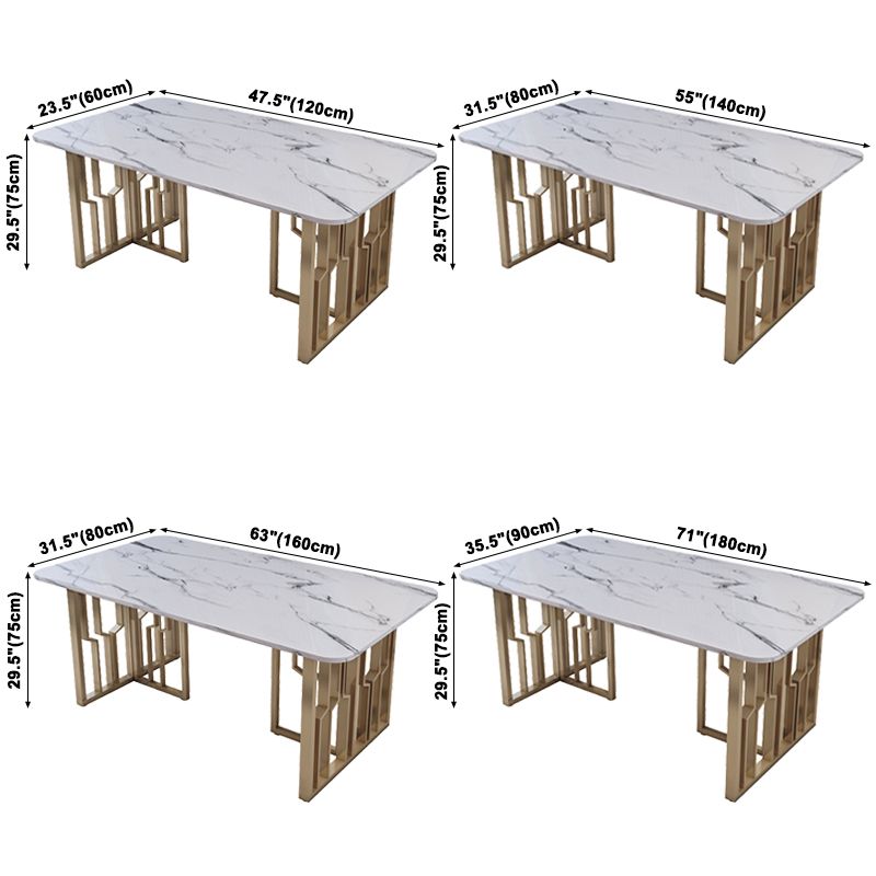 Metal Traditional Luxury Rectangle Table Sintered Stone Table for Kitchen Clearhalo ' dining_table' 'Dining Tables & Seating' 'Dining Tables' 'furn' 'furn_dining_table' 'Furniture' 'furniture_dining_table' 'Kitchen & Dining Furniture' 'kitchen&dining_furn' 'kitchen' 'kitchen_dining_table' 1200x1200_e56a78a1-965a-4ede-b632-8f988fa2f869