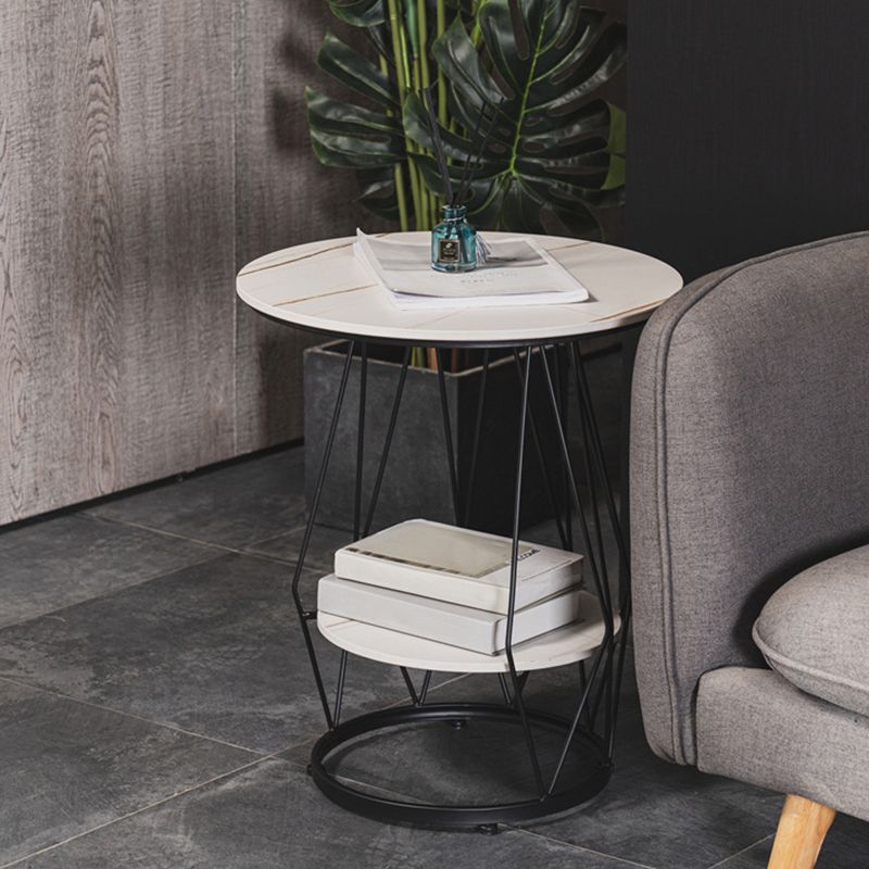 Cadre de conception de piédestal Gold / Black Fer Pitestal Rock Slab Top Top avec table d'appoint étagère