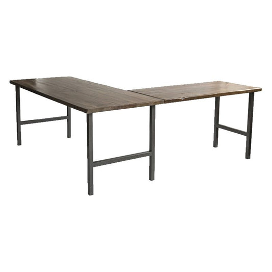 Brown and Black Writing Desk Industrial H-Shape Office Desk Pine Clearhalo 'furn' 'furn_office_desk' 'Furniture' 'Office Desks' 'Office Furniture' 'office_desk' 1200x1200_e56eb6a3-bbd4-4b52-aeb8-2e929257313c