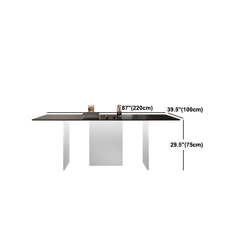Modern Rectangle Dining Table Black Top Sintered Stone Table for Home Clearhalo 'Dining Tables & Seating' 'Dining Tables' 'dining_table' 'furn' 'furn_dining_table' 'Furniture' 'Kitchen & Dining Furniture' 1200x1200_e56f26f3-e51e-4bda-b8e5-b3ddbd0bd027
