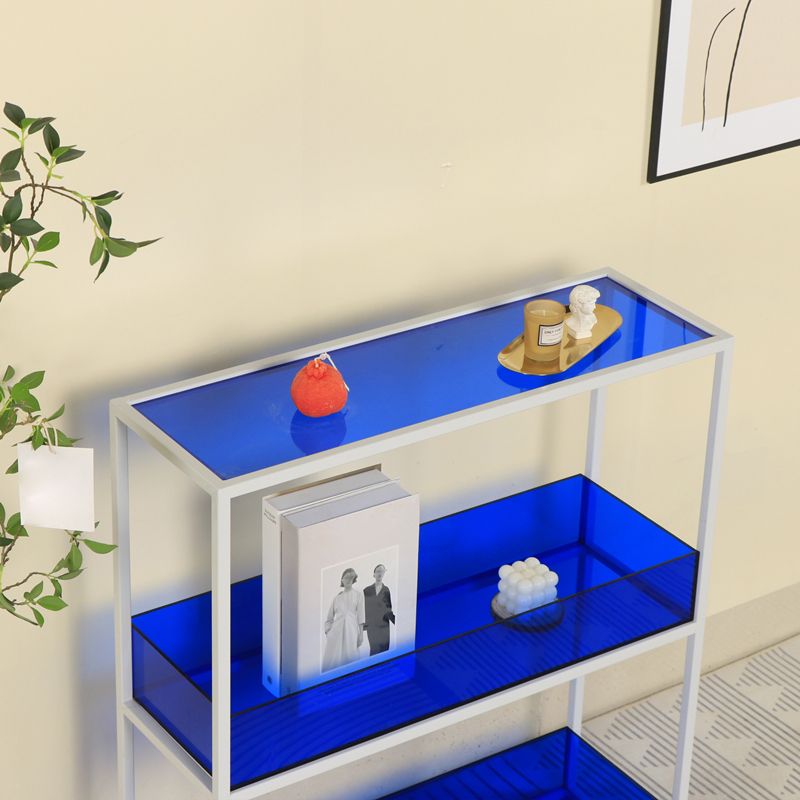 Open Scandinavian Etagere Bookshelf with White Iron Frame Acrylic Shelf Clearhalo 'Bookcases' 'furn' 'furn_bookcases' 'Furniture' 'furniture_bookcases' 'Office Furniture' 1200x1200_e56f31c8-faae-438f-9382-0de101e08335