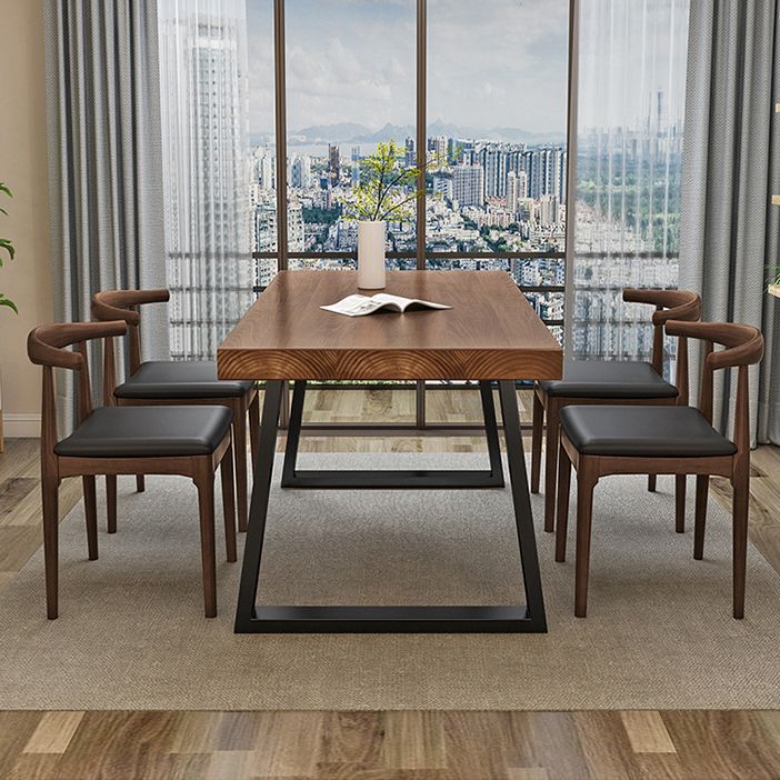 Industrial Wood Dining Table Rectangle Brown Dining Table with Black Frame Clearhalo ' dining_table' 'Dining Tables & Seating' 'Dining Tables' 'furn' 'furn_dining_table' 'Furniture' 'furniture_dining_table' 'Kitchen & Dining Furniture' 'kitchen&dining_furn' 'kitchen' 'kitchen_dining_table' 1200x1200_e56fdaaa-99a8-46a4-9fd0-32de6b90968d