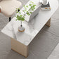 Glam Beige Office Desk 23.6 "Wide Stone and Metal Writing Desk