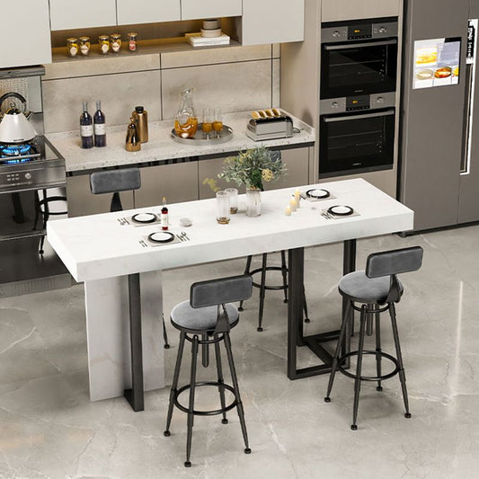 Marble Double pedestal Hall/Pub Table Contemporary Living Room Bistro Bar Height Table Clearhalo 'Bar Furniture' 'Bar Tables' 'bar_tables' 'furn' 'furn_bar_tables' 'Furniture' 'furniture_bar_tables' 'Kitchen & Dining Furniture' 1200x1200_e5718759-a2e9-4914-a51a-8c9d022d9deb