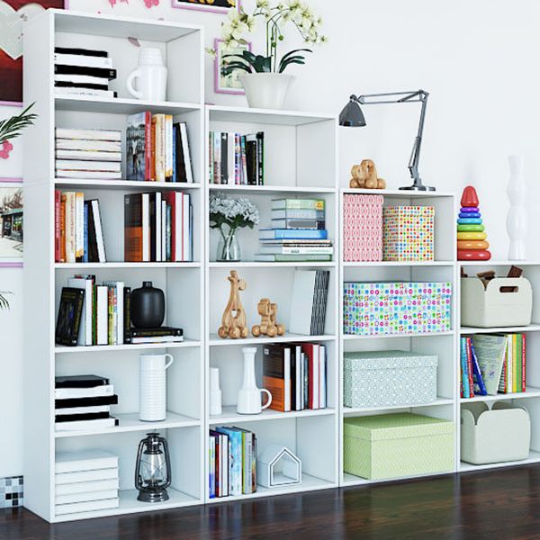 Estantería de madera de ingeniería moderna estante de libro estándar cerrado para sala de estar