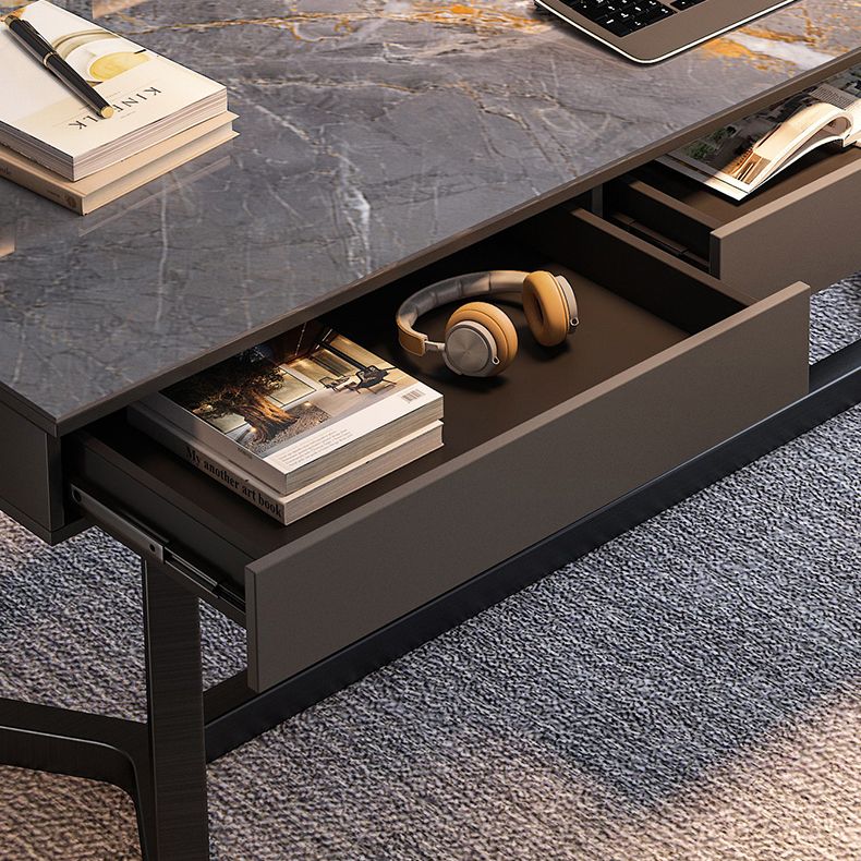 Bureau d'écriture en bois massif moderne 3 dessins de bureau rectangulaire de dessin