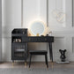 Contemporary Solid Wood Vanity Dressing Table with Mirror and Stool