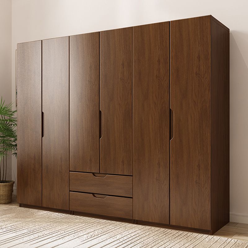 Armoire de garde-robe en bois massif armoire de rangement brun contemporain
