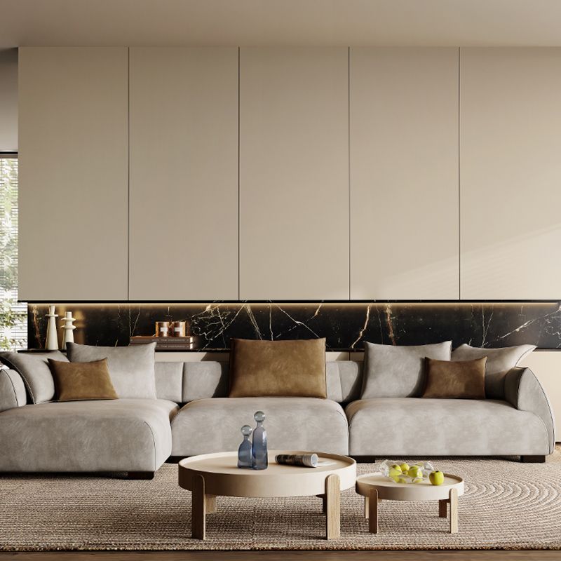 Mid-secolo moderno tessuto a forma L sezionale sezionale con cuscini