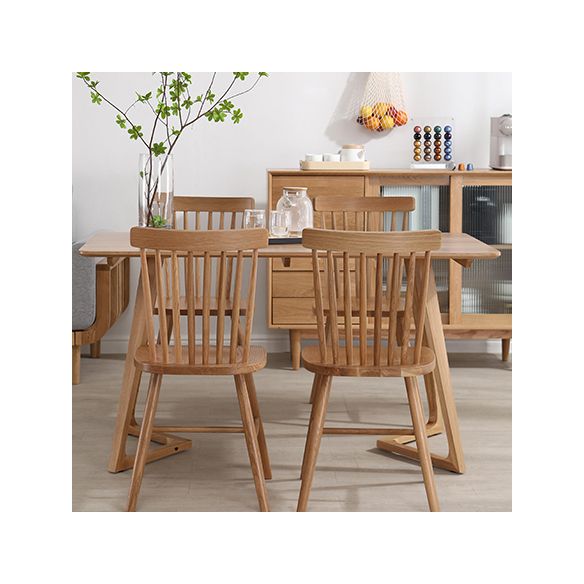 Contemporary Rectangle Dining Table Oak Solid Wood Table with Double Pedestal Clearhalo ' dining_table' 'Dining Tables & Seating' 'Dining Tables' 'furn' 'furn_dining_table' 'Furniture' 'furniture_dining_table' 'Kitchen & Dining Furniture' 'kitchen&dining_furn' 'kitchen' 'kitchen_dining_table' 1200x1200_e575627b-a0c5-4b76-beca-ca26bd7e754c