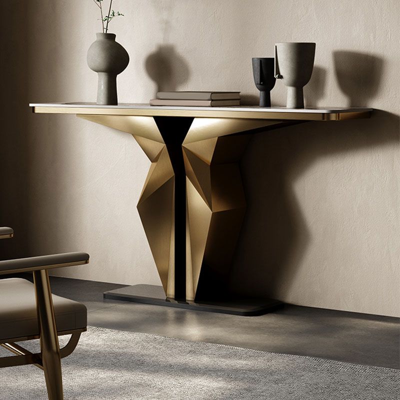 Rectangle Contemporary Console Table Gold/Black Stone Console Sofa Table