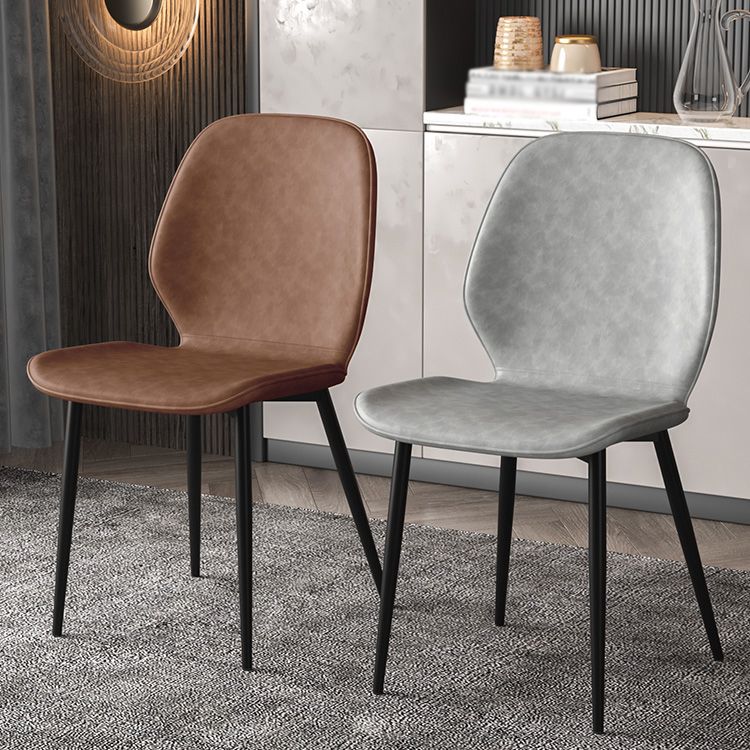 Faux Leather Contemporary Dining Room Chair Matte Finish Solid Back Dining Chairs Clearhalo ' kitchen&dining_furn' 'Dining Chairs' 'Dining Tables & Seating' 'dining_chair' 'furn' 'furn_dining_chair' 'Furniture' 'furniture_dining_chair' 'Kitchen & Dining Furniture' 'kitchen' 1200x1200_e576f10c-2210-4d2d-bd3f-f87db5888b13