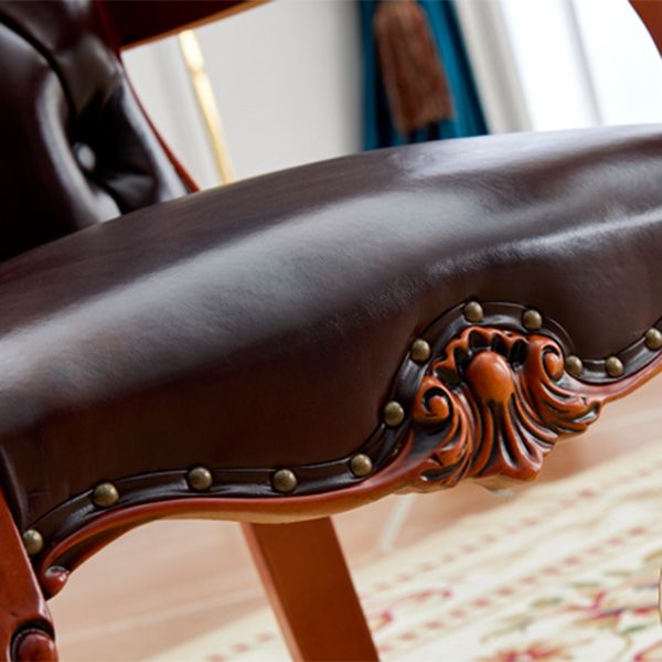 Victorian Dining Arm Chair Solid Back Side Chair with Wood Legs for Home Use Clearhalo ' kitchen&dining_furn' 'Dining Chairs' 'Dining Tables & Seating' 'dining_chair' 'furn' 'furn_dining_chair' 'Furniture' 'furniture_dining_chair' 'Kitchen & Dining Furniture' 'kitchen' 1200x1200_e578c57f-c445-4707-80ae-c7e376564b70