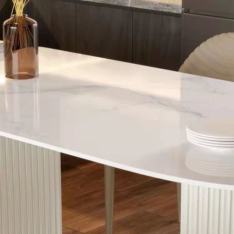 Glam Free Form Sintered Stone Dining Table White Standard Dining Table for Kitchen Clearhalo ' dining_table' 'Dining Tables & Seating' 'Dining Tables' 'furn' 'furn_dining_table' 'Furniture' 'furniture_dining_table' 'Kitchen & Dining Furniture' 'kitchen&dining_furn' 'kitchen' 'kitchen_dining_table' 1200x1200_e5797b7c-e45b-4d24-9075-a05812eaacff
