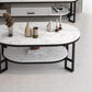 Table basse rectangulaire en ardoise, table basse abstraite avec étagère