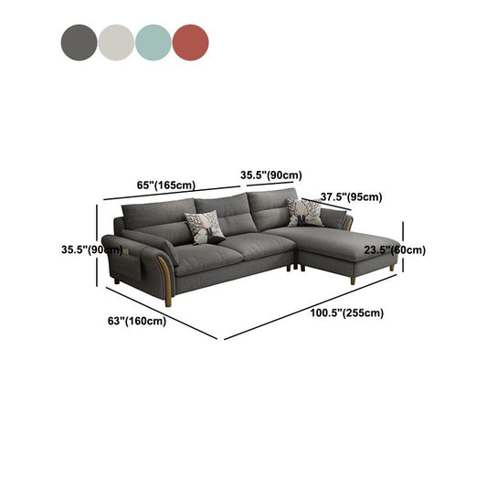 Nrdic Fabric Stationary Living Room Flared Arm Cushions Sofa Chaise