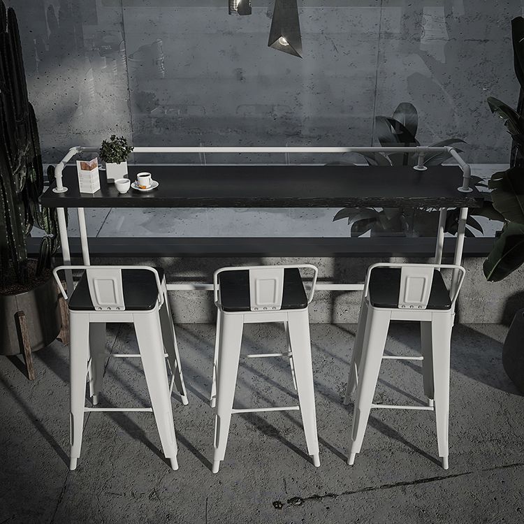 Industrial Black Wood Pub Table with Rectangle Table Top Trestle Table - 42" H Clearhalo 'Bar Furniture' 'Bar Tables' 'bar_tables' 'furn' 'furn_bar_tables' 'Furniture' 'furniture_bar_tables' 'Kitchen & Dining Furniture' 1200x1200_e57bbda1-aeac-4e7a-8d6c-8cafe2fe0c80