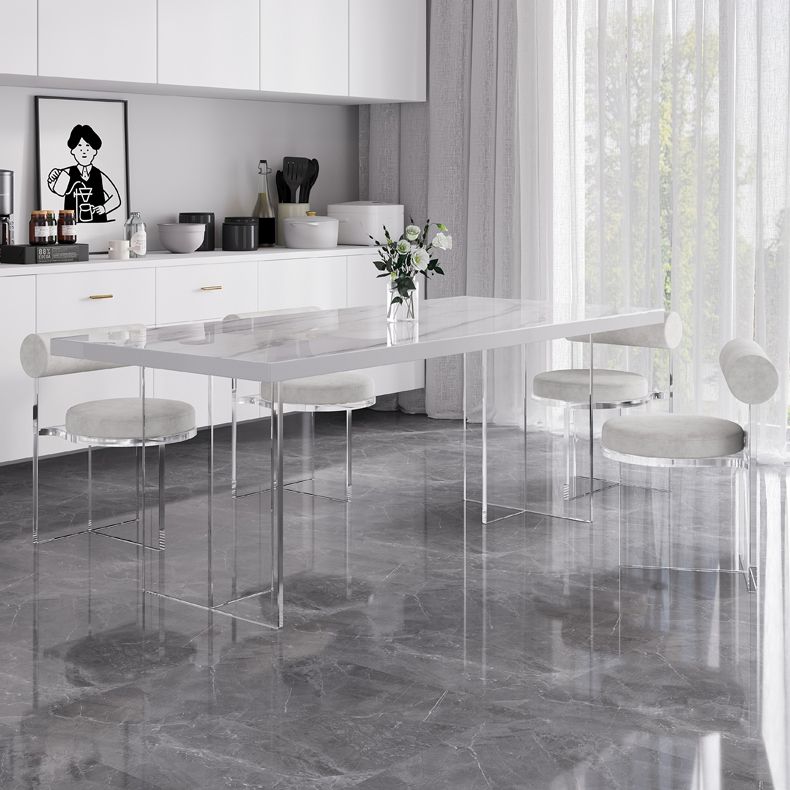 Modern 1/4/5/7 Pieces Dining Table Rectangle Stone Furniture in White Clearhalo 'Dining Room Sets' 'Dining Tables & Seating' 'dining_room_set' 'furn' 'furn_dining_room_set' 'Furniture' 'Kitchen & Dining Furniture' 1200x1200_e57c26e4-754e-48b0-9af4-f45566a7a066
