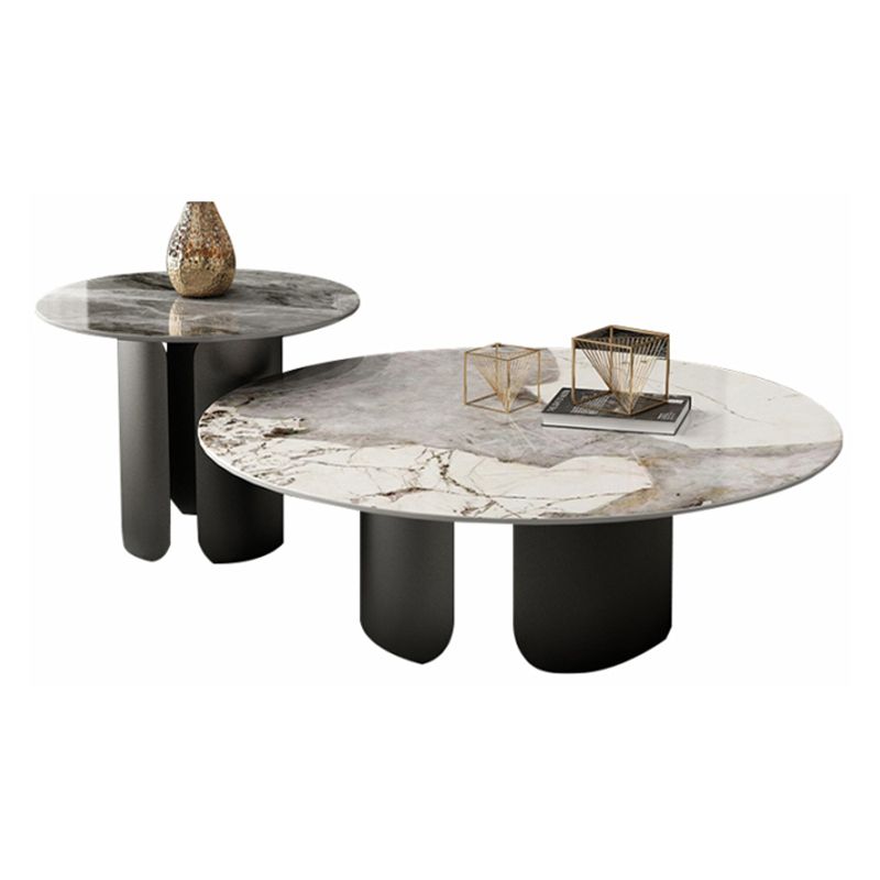 Round Coffee Table 3 Legs Slate Coffee Table Set with Metal Legs Clearhalo 'Coffee & Accent Tables' 'Coffee Tables' 'coffee_tables' 'furn' 'furn_coffee_tables' 'Furniture' 'Living Room Furniture' 1200x1200_e57f3023-227d-4af6-8c0e-6caaba36bddd