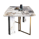 Traditional Luxury Dining Table Rectangle Sintered Stone Dining Table with Gold Frame for Home Clearhalo ' dining_table' 'Dining Tables & Seating' 'Dining Tables' 'furn' 'furn_dining_table' 'Furniture' 'furniture_dining_table' 'Kitchen & Dining Furniture' 'kitchen&dining_furn' 'kitchen' 'kitchen_dining_table' 1200x1200_e57fc809-b2be-4b4d-9d93-b9ae6500f995