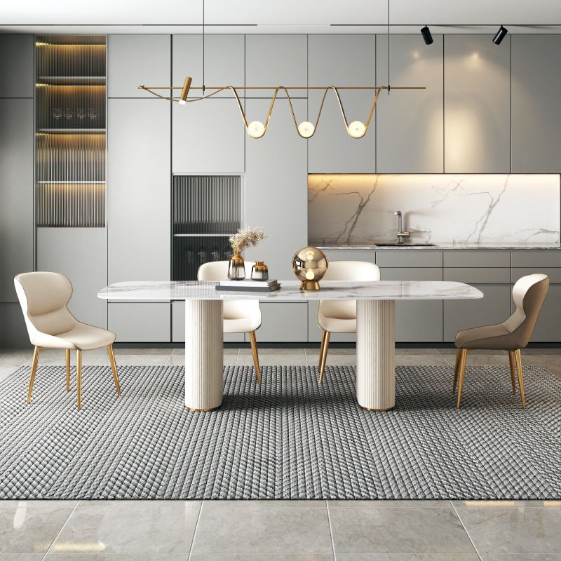 Modern Sintered Stone Table Dining Rectangle Table with Metal Legs for Kitchen Clearhalo 'Dining Tables & Seating' 'Dining Tables' 'dining_table' 'furn' 'furn_dining_table' 'Furniture' 'Kitchen & Dining Furniture' 1200x1200_e57ffbb5-5352-4a7d-9203-bda012b838b1