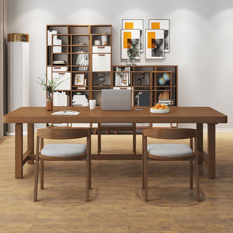 Contemporary Solid Wood Writing Desk 29.53" Tall Rectangle Office Desk with H-Shape Base Clearhalo 'furn' 'furn_office_desk' 'Furniture' 'Office Desks' 'Office Furniture' 'office_desk' 1200x1200_e58043b0-1ed0-43f2-b68e-8c6b9be12bb3