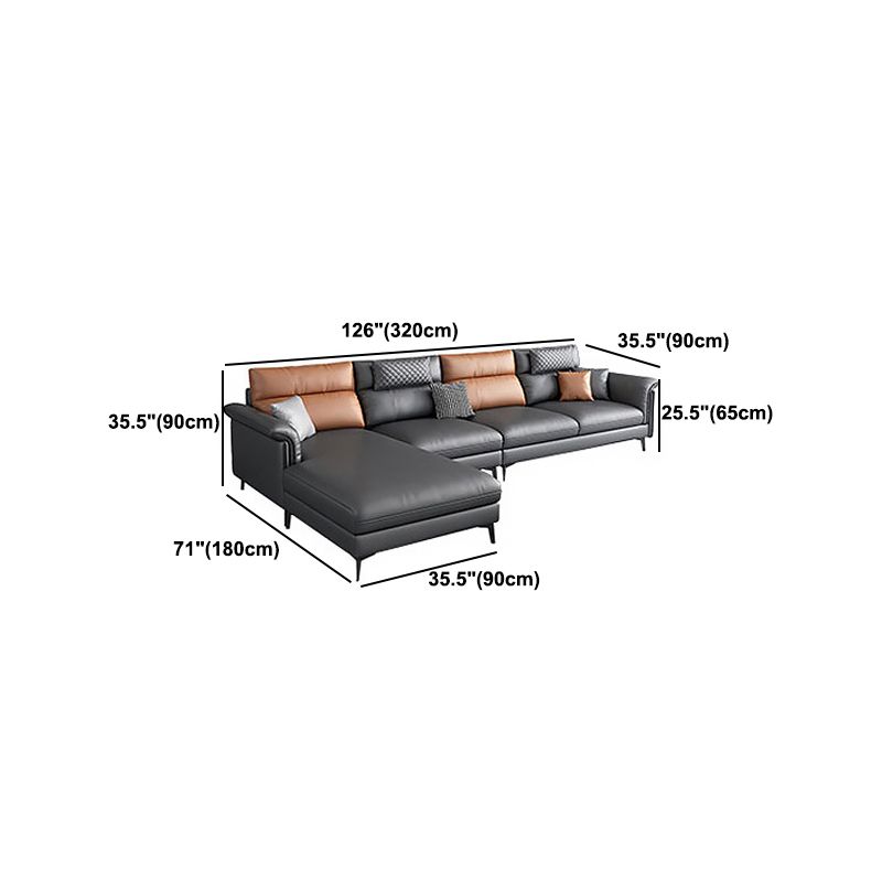 35.43 "Tall Modern Sectional Dark Gray Sectional met gekussen achterste kussens