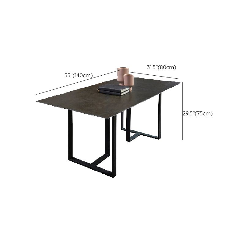 Industrial Rectangle Table Sintered Stone Table with Metal Legs for Home Clearhalo 'Dining Tables & Seating' 'Dining Tables' 'dining_table' 'furn' 'furn_dining_table' 'Furniture' 'Kitchen & Dining Furniture' 1200x1200_e5825a96-0fdb-455a-8636-cf446b1d8175