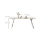 Mesa rectangular medieval moderna de piedra sinterizada con base de metal y 4 patas