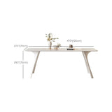 Mesa rectangular medieval moderna de piedra sinterizada con base de metal y 4 patas