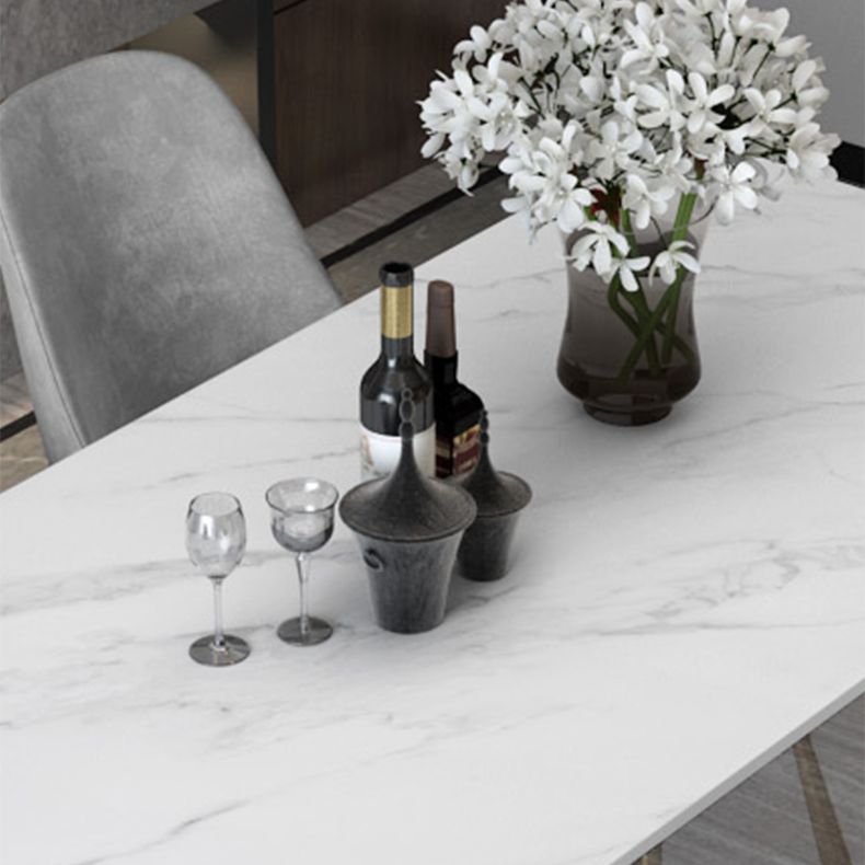 Glam White and Gold Dinette Set 1/2/5/7 Pieces Rectangle Stone Dining Table Set Clearhalo 'Dining Room Sets' 'Dining Tables & Seating' 'dining_room_set' 'furn' 'furn_dining_room_set' 'Furniture' 'Kitchen & Dining Furniture' 1200x1200_e584bd3f-ebbd-46f4-b0d7-5a33a08d9410