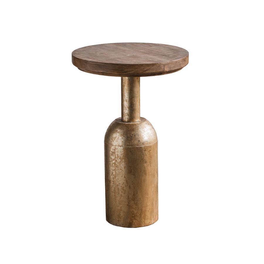 Tavolino in legno tondo rotondo superiore 19,7 "/25,6" tavolino in metallo alto