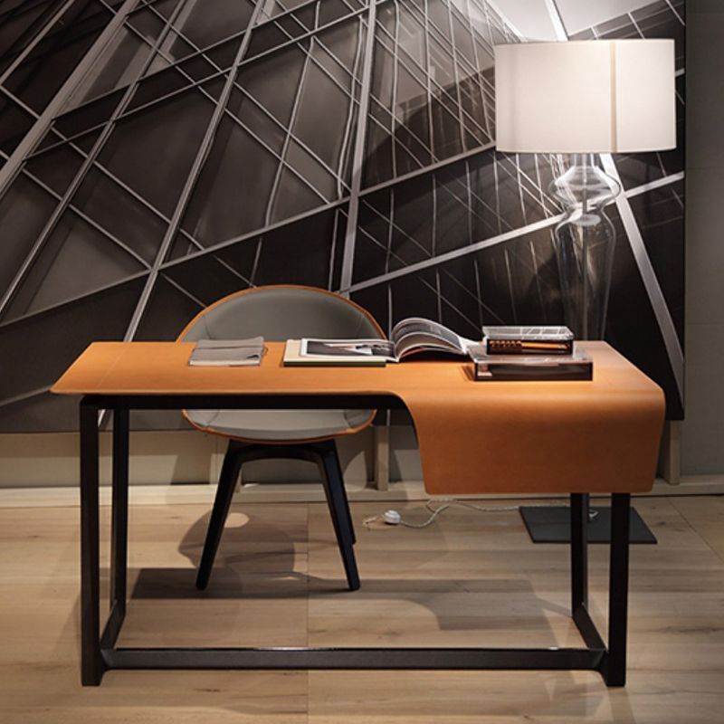 Contemporary Rectangular Writing Desk Bedroom Office Desk with Black Legs Clearhalo 'furn' 'furn_office_desk' 'Furniture' 'Office Desks' 'Office Furniture' 'office_desk' 1200x1200_e585d943-7b93-46c4-b3e0-5e16ccf117c1