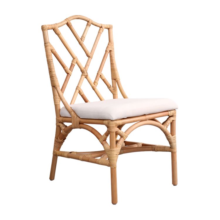 Moderne overdekte rieten kruisback -bekledde eetkamerstoel