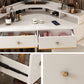 White Makeup Table Stool Set with Drawers for Bedroom 33.5" High
