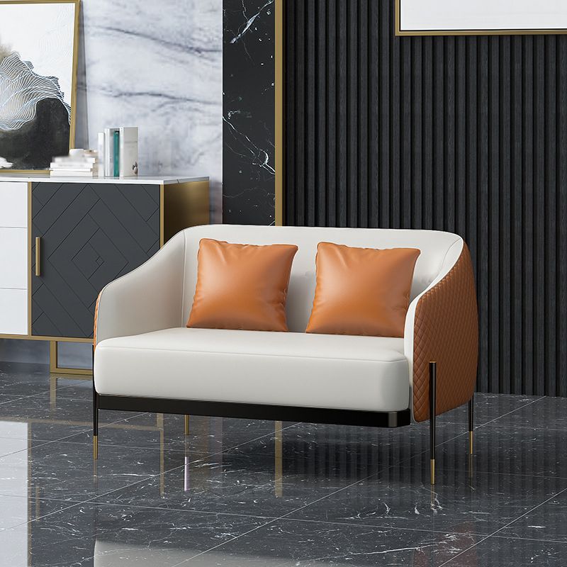 Contemporary Faux Leather Settee Stain-Resistant Couch in Orange and Blue Clearhalo 'furn' 'furn_sofas' 'Furniture' 'furniture_sofas' 'Living Room Furniture' 'Sofa' 'sofas' 1200x1200_e58726a2-6e92-48b5-be33-940751841abd