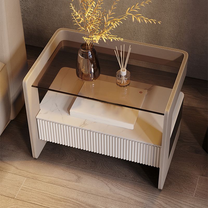 Zeitgenössischer 1 - Schubladenglas/Stein Nachttisch 18,9 "großer Nachtstand