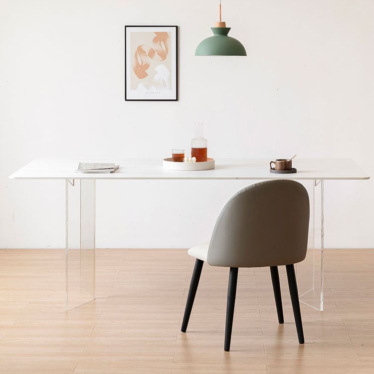 Modern 1/2/5 Pieces Dining Set Acrylic Base Double Pedestal Dinette Set Clearhalo 'Dining Room Sets' 'Dining Tables & Seating' 'dining_room_set' 'furn' 'furn_dining_room_set' 'Furniture' 'Kitchen & Dining Furniture' 1200x1200_e5885c7a-30d6-4f99-b838-7f86f56699fd