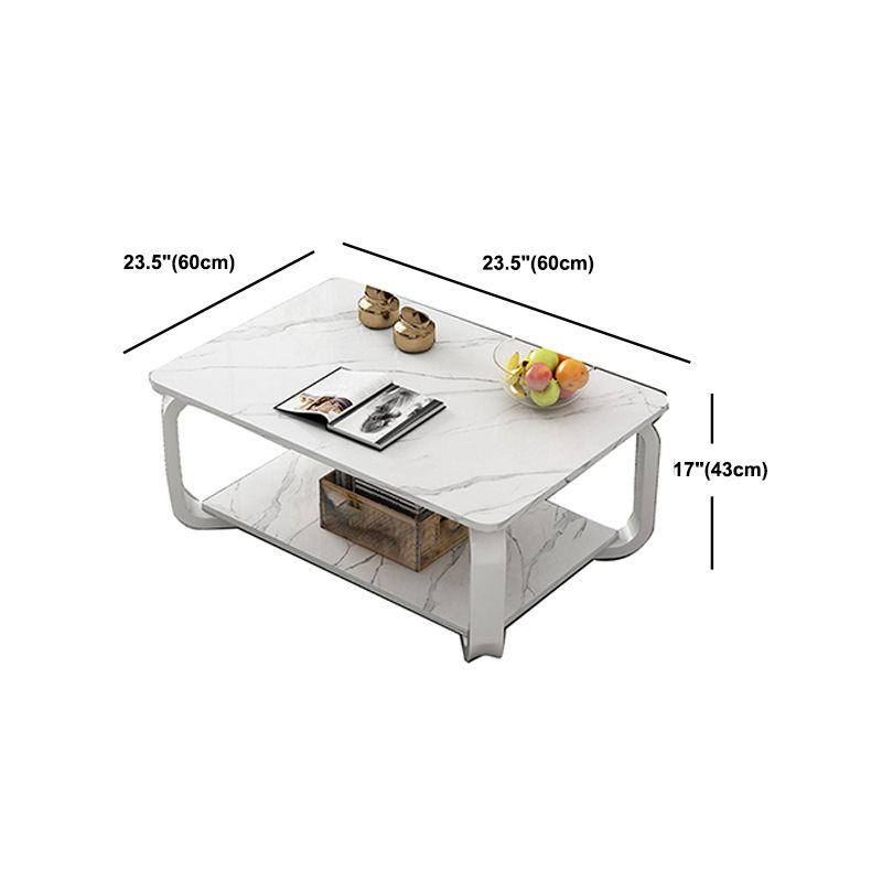 Glam Coffee Table with Cross Legs and Storage Shelf Cocktail Table Clearhalo 'Coffee & Accent Tables' 'Coffee Tables' 'coffee_tables' 'furn' 'furn_coffee_tables' 'Furniture' 'Living Room Furniture' 1200x1200_e58860f2-1258-4dcc-9f87-1c158bd7a5c2