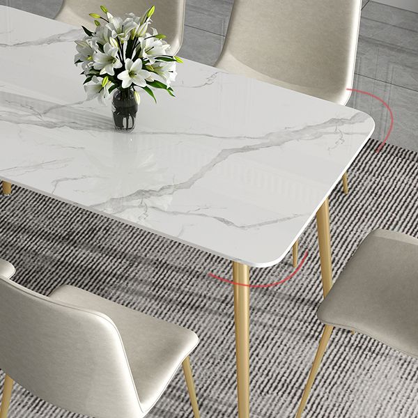 Traditional Luxury Dining Table White Sintered Stone Table with Gold Frame Clearhalo 'Dining Tables & Seating' 'Dining Tables' 'dining_table' 'furn' 'furn_dining_table' 'Furniture' 'furniture_dining_table' 'Kitchen & Dining Furniture' 'kitchen' 'kitchen_dining_table' 1200x1200_e588a719-24c9-4c2b-bbfc-85f0892d6340