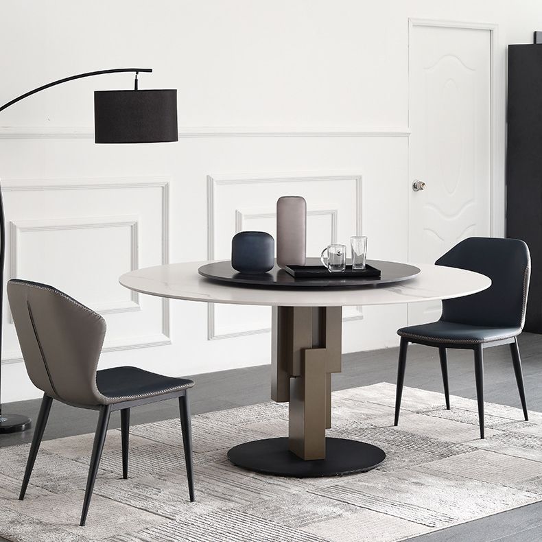 Modern Standard Round Shape Dining Table Sintered Stone Kitchen Dining Table with Pedestal Base Clearhalo ' dining_table' 'Dining Tables & Seating' 'Dining Tables' 'furn' 'furn_dining_table' 'Furniture' 'furniture_dining_table' 'Kitchen & Dining Furniture' 'kitchen&dining_furn' 'kitchen' 'kitchen_dining_table' 1200x1200_e589d81a-33d3-496d-bb5f-fc9201a5cf1f