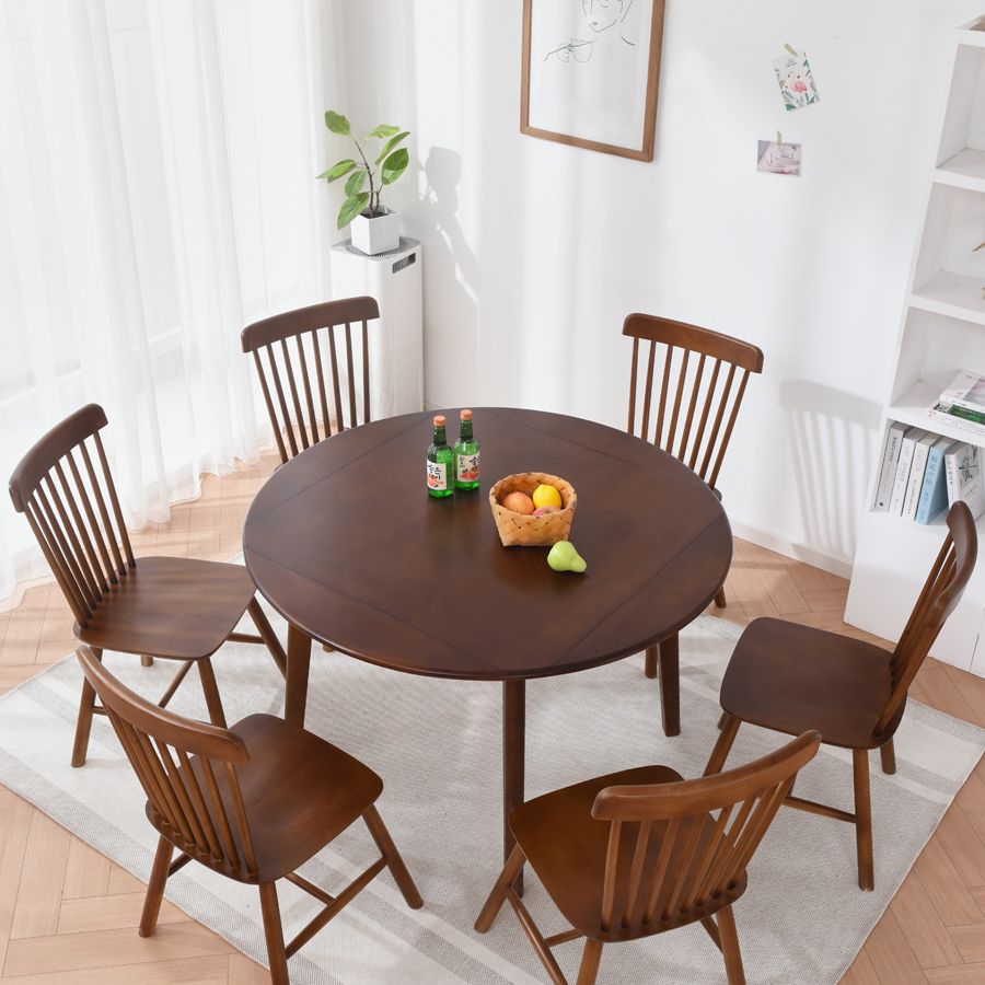 Modern Rubberwood Wood Table 4 Legs Round Home Kitchen Dinner Furniture Clearhalo ' dining_table' 'Dining Tables & Seating' 'Dining Tables' 'furn' 'furn_dining_table' 'Furniture' 'furniture_dining_table' 'Kitchen & Dining Furniture' 'kitchen&dining_furn' 'kitchen' 'kitchen_dining_table' 1200x1200_e58b2b58-ff6d-43e7-83b7-1a9a5e8a5312