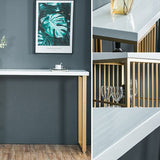 Wood Bar Dining Table Traditional Luxury Rectangle Bar Table with Sled Base in Gold Clearhalo 'Bar Furniture' 'Bar Tables' 'bar_tables' 'furn' 'furn_bar_tables' 'Furniture' 'furniture_bar_tables' 'Kitchen & Dining Furniture' 1200x1200_e58c7287-c2a1-486f-b4b9-0835167fb87a